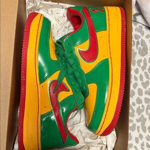 Nike Green and Yellow Sneakers with Red Accents